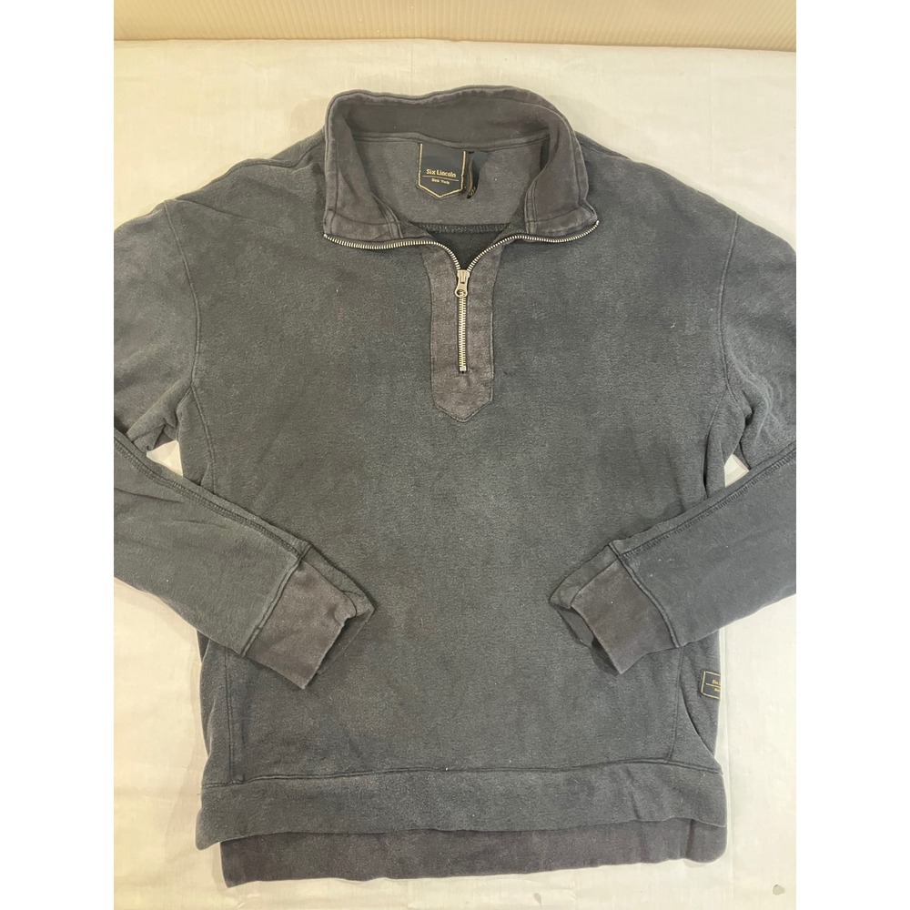 Six Lincoln Mens Black Quarter Zip Pullover Sweatshirt Size Medium GF9L72BLK‎